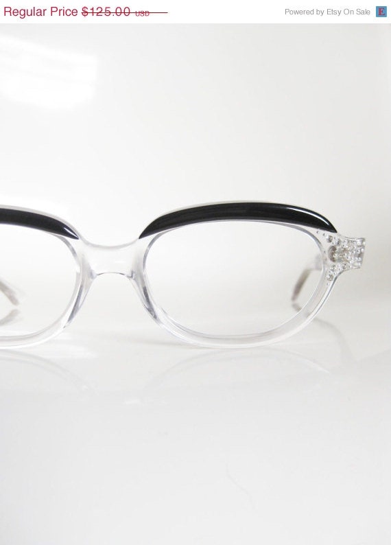 50 Off Vintage 1950s Cat Eye Eyeglasses Rhinestone Cateye Glasses