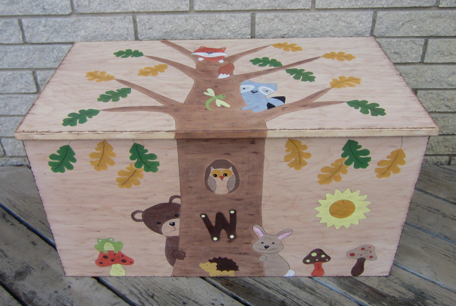 Toy Box WOODLAND Original Hand Painted Birch by BirchTurtleDove