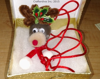 Christmas Necklace, Rudolph Necklace, Bell Necklace, Holiday Jewelry