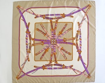 SAMURAI // hermes style large square scarf with samurai swords