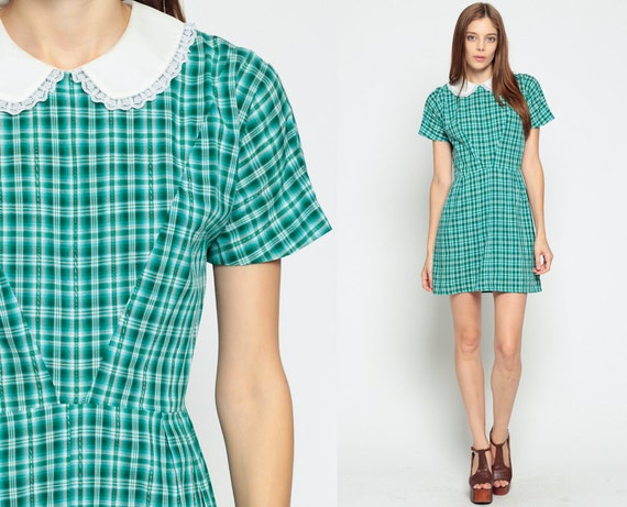 Peter Pan Collar Plaid Print Dress