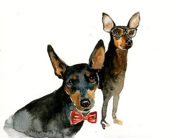 CUSTOM of your favorite couple OF PETSOriginal watercolor painting 8X10inch