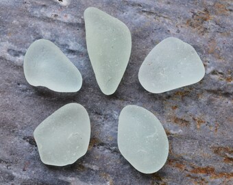 Pale Seafoam Seaglass Charms. Undrilled Jewelry & Craft Supply. 5 Pieces. Lot H8.