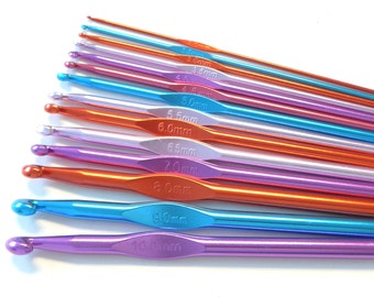Crochet Hook...14 Pieces... Aluminum... 6 inch 2-10mm... Needles... Knit... Knitting...Crochet Hook... N33