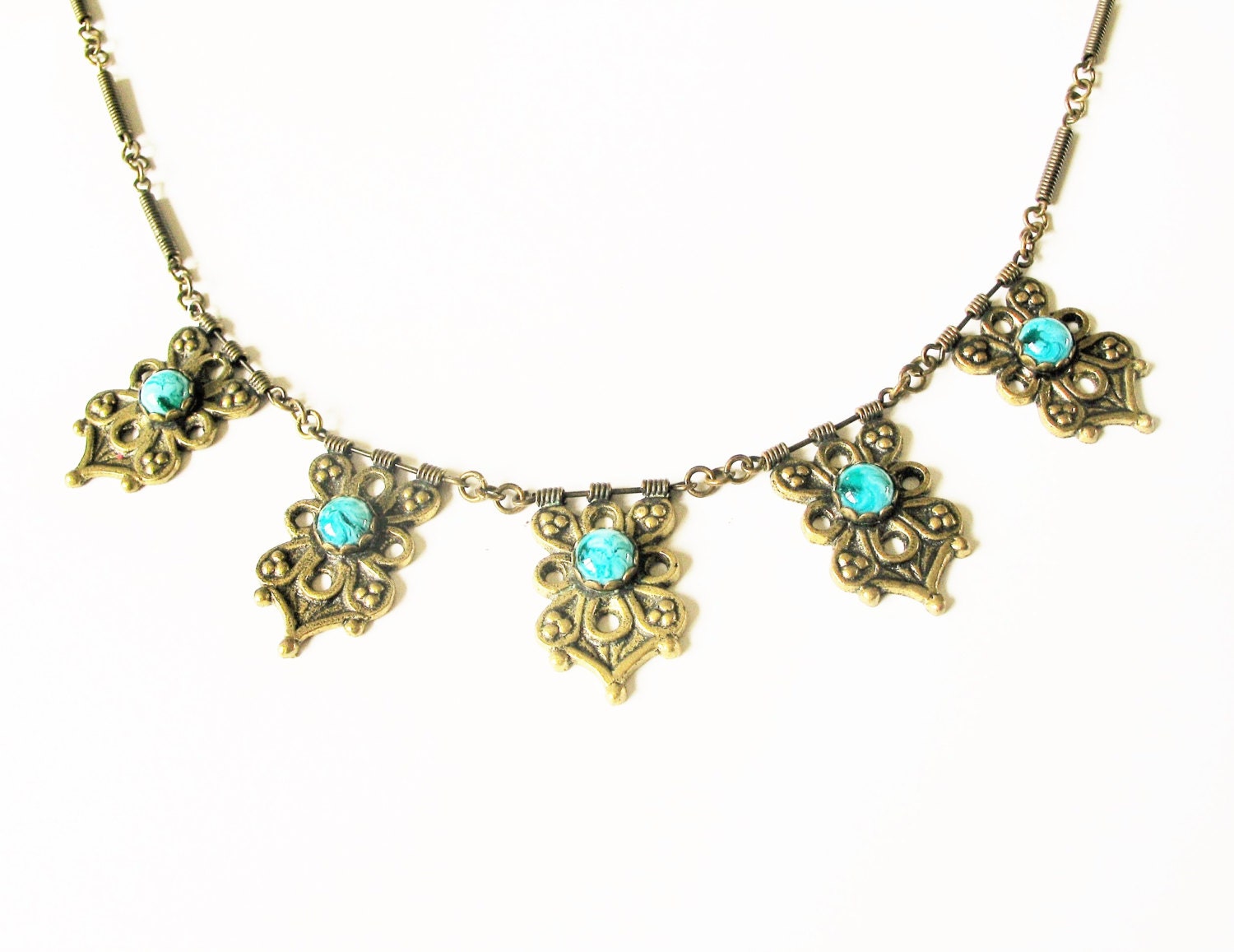 Baron Blue Turquoise Magnesite Pendant Statement Necklace