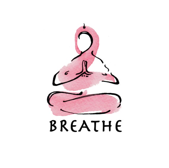 BREATHE yoga art watercolor print by LindsaySatchell on Etsy