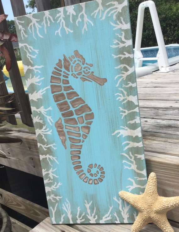 Seahorse Single Panel Canvas Wall Art Coastal Beach Decor