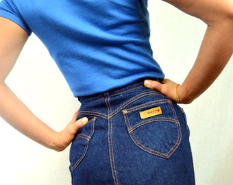 Vintage 80s Dark Wash Denim Skirt by Gitano