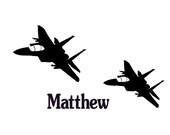 Boys Bedroom Jet Fighter Personalized Decal Teen Room Military Name Wall Sticker Childs Vinyl Letter Decal Aircraft Decor 32 X 58 inches