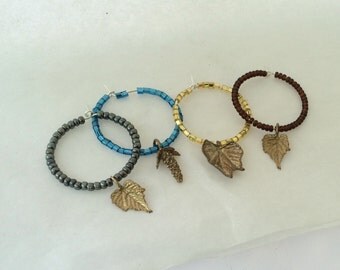 Grape Leaf Wine Charms - Wine Glass Charm - Party Charms - Cooking Gift - Hostess Gift - Wine Gift - Wine Geek - Bachelorette Party Charm