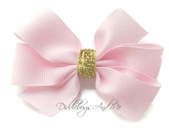 Pink and Gold Pinwheel Bow, Pink Hair Bow, Girls Gold and Pink Hair Bow, Back To School Bows, Hair Bows For Girls, Toddler Hair Bows