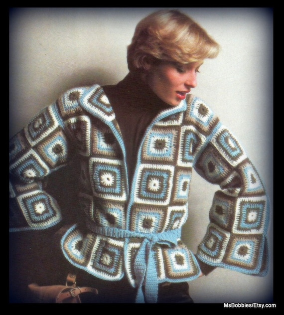 Crochet Granny Square Sweater Jacket Pattern - Women Size 8 10 12 14 16 - PDF 4326D