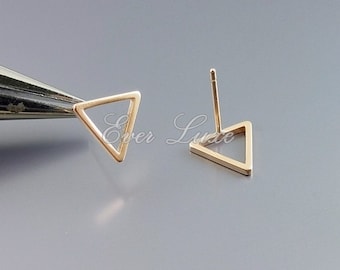 Bestseller! 4 matte rose gold triangle earrings, triangle stud earings, studs, everyday earrings, geometric earrings, 1068-MRG-10