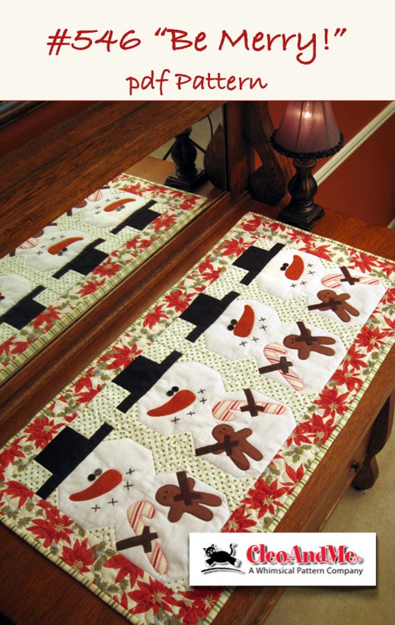 Download Be Merry PDF Christmas Table Runner Pattern