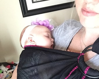 Ring Sling Baby Carrier Water Mesh, Scalloped Edge Design for Beach, Pools, Shower Fabric and Trim Options
