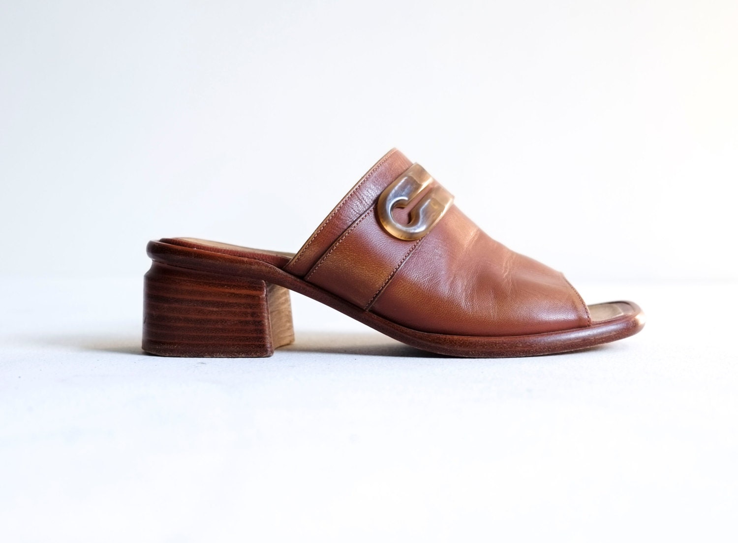 cognac flat mules