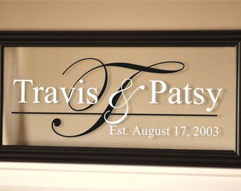 Personalized Picture Frame Family Name Sign Glass Sign 11x21
