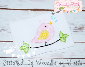 Bird on Branch Applique Machine Embroidery Design INSTANT DOWNLOAD
