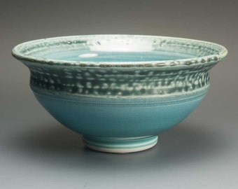 Handmade stoneware turquoise soup cereal rice ice cream bowl 2 cup 3600