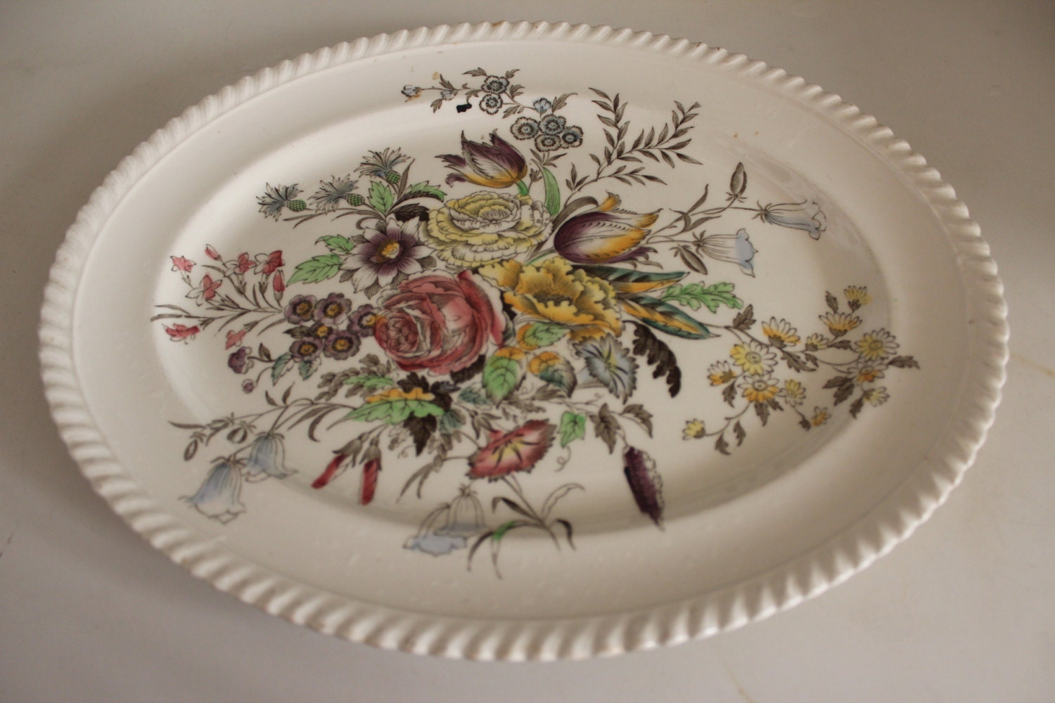 Garden Bouquet Windsor Ware Johnson Bros England Serving Plate Haute