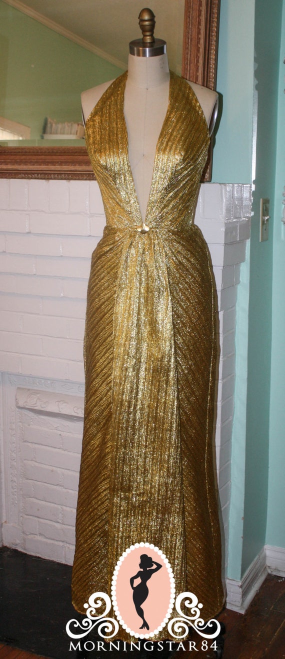 Sexy Monroe Style Gold Pleated Formal Gown- Custom Made to Order