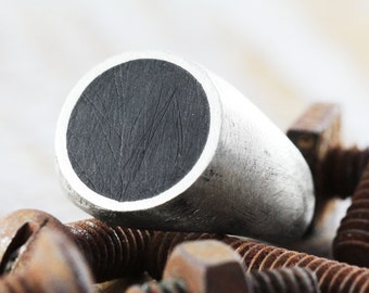 Signet Man Ring Black Circle Custom Rings Mens Jewelry