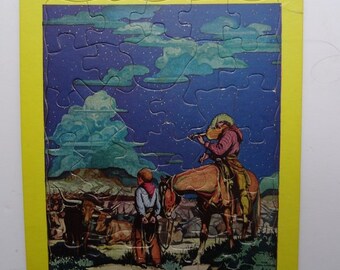 Vintage Cowboy Press Puzzle 1950s