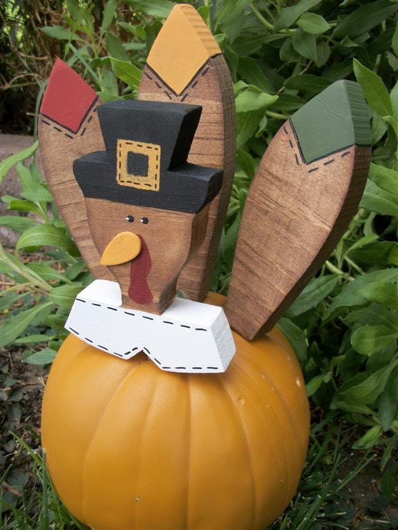 Small Turkey Pumpkin Pokes Thanksgiving Decor by WoodnDoodads