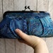 Blue clutch, teal peacock Clutch Purse. Framed clutch, peacock feathers.
