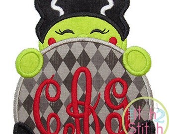 Frankenstein Bride Peeker Applique Design, sizes 4x4, 5x7 & 6x10, Shown with "Empress" Font NOT Included INSTANT DOWNLOAD