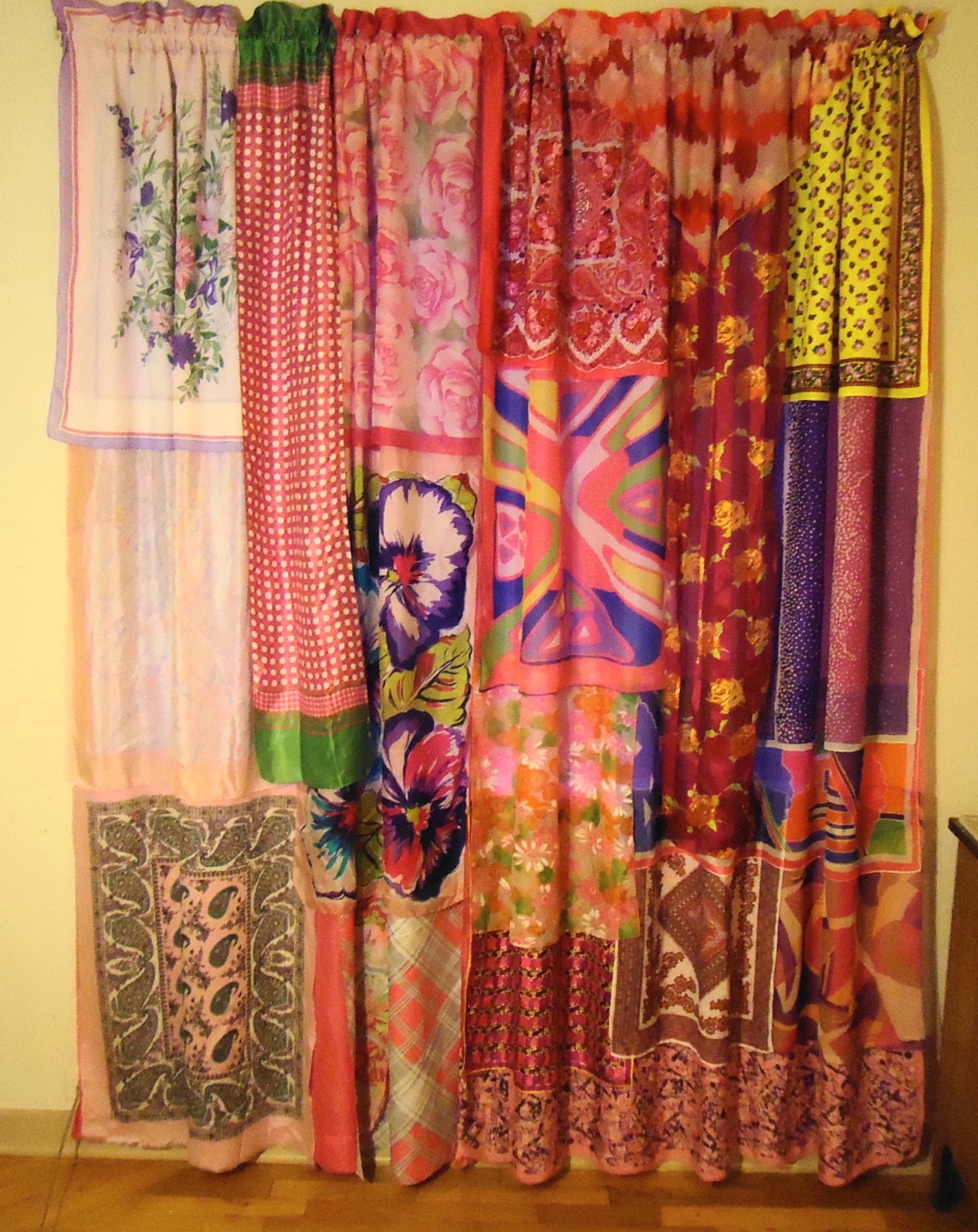 Shades of Hot Pink Gypsy Boho Curtains 84 long