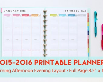 2016 Printable Planner with Morning Afternoon Evening by 505design