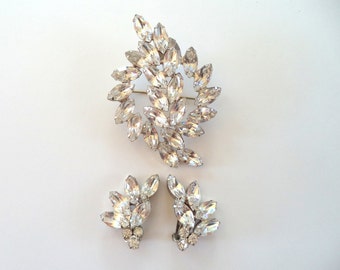 Juliana Crystal Rhinestone Brooch and Earrings Set