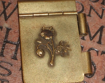 Antique Brass Embellished Note Tablet/Pad with Paper Pages of Jehovah's Witness Interest Bible Verses Russell Embellished Mini Note w/Paper