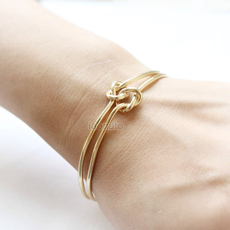 Double Knot Bangle / Love Knot bracelet gold and silver by laonato