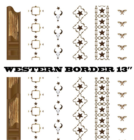 Items similar to Western Cowboy Vertical Border Overlay clipart ...