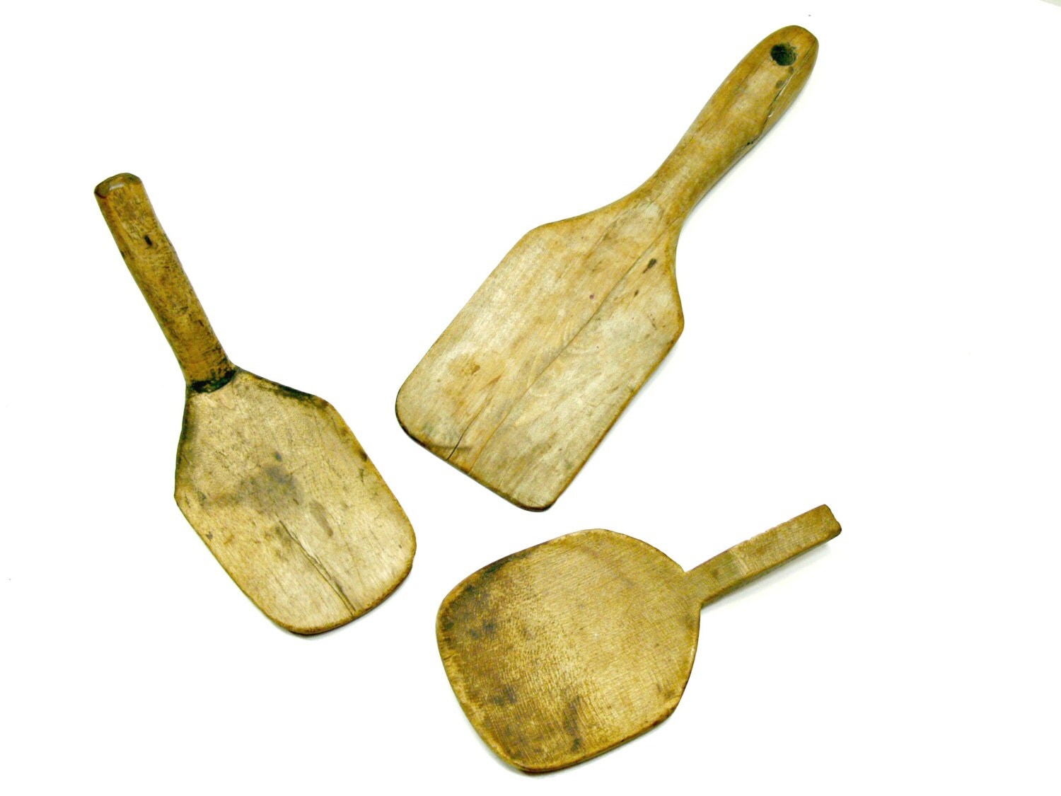 Antique Wood Butter Paddles Lot of 3 Vintage Primitive
