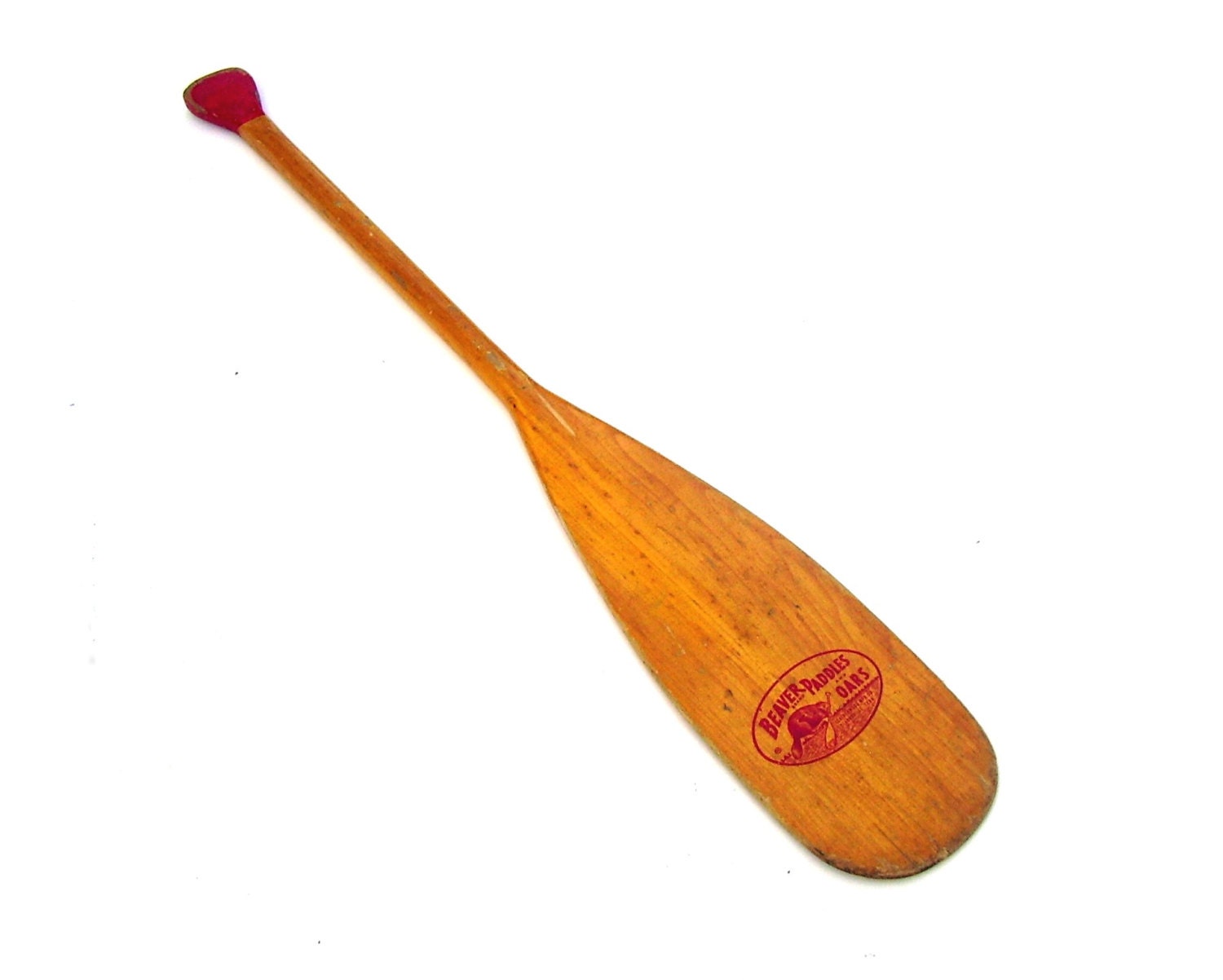 vintage boat oar wooden beaver rowing paddle rare red stencil