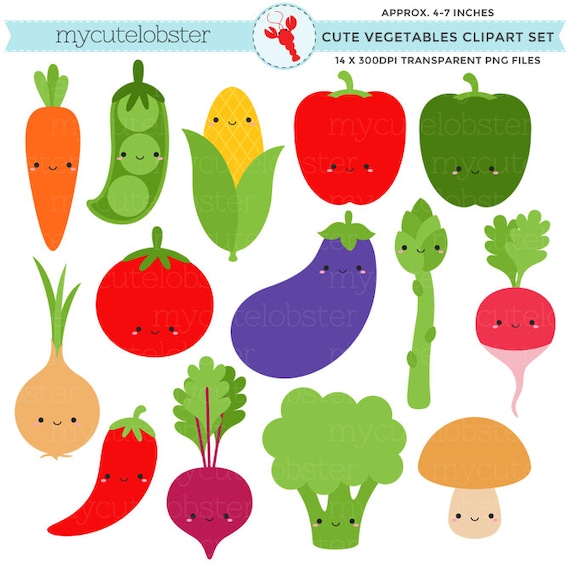 Cute Vegetables Clipart Set clip art set of carrot peas