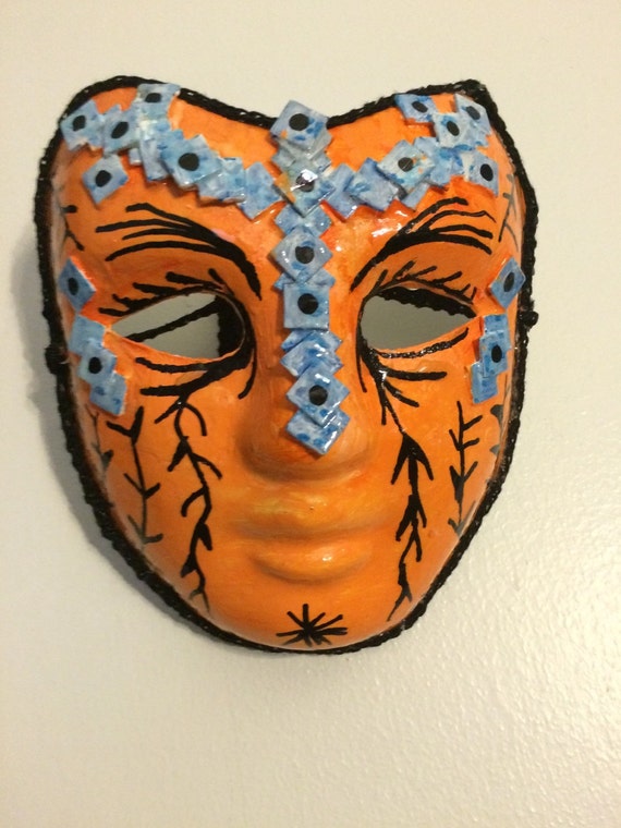 Items similar to Halloween Orange mask of black torn on Etsy