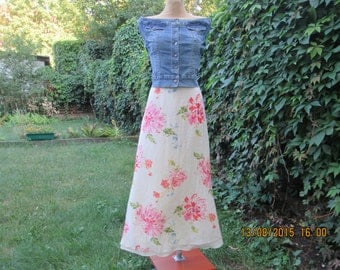 Long Silk Skirt / Skirt Vintage / Size EUR44 / UK16 / / Silk Skirt / Floral Pattern