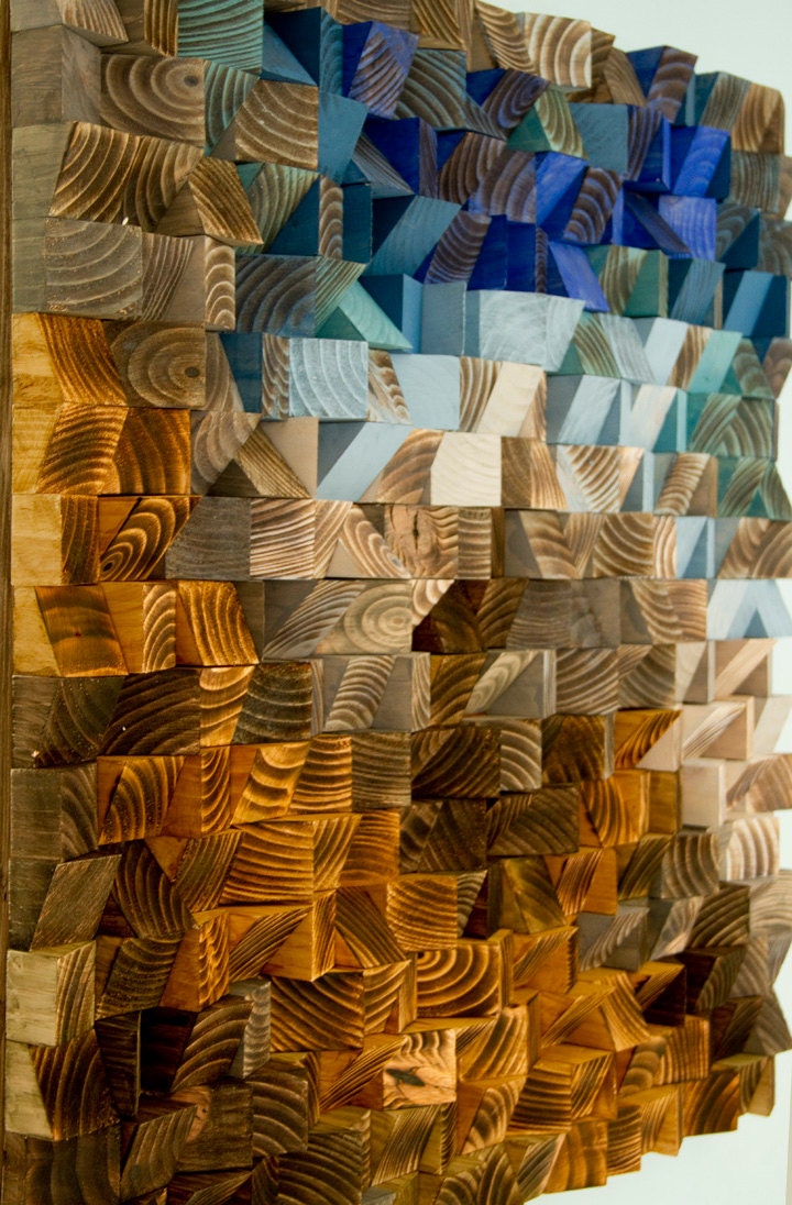 Reclaimed Wood wall Art wood mosaic geometric art wood wall