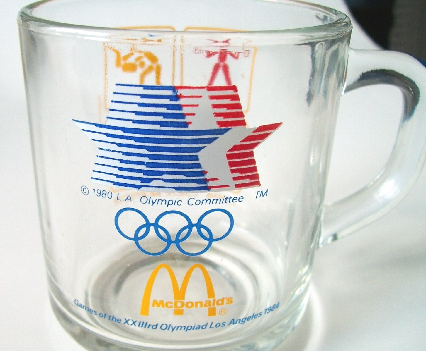 Vintage McDonalds Clear Glass Mug 1984 L A Olympics gift