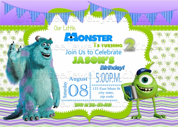 Monster Inc Birthday Boy Invitation