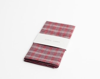Pocket square, red and teal green