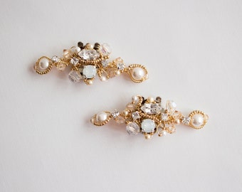 Bridal Opal Gold Shoe Clip- Swarovski Crystal and Rhinestones Shoe Clips - Wedding Shoe Accessory