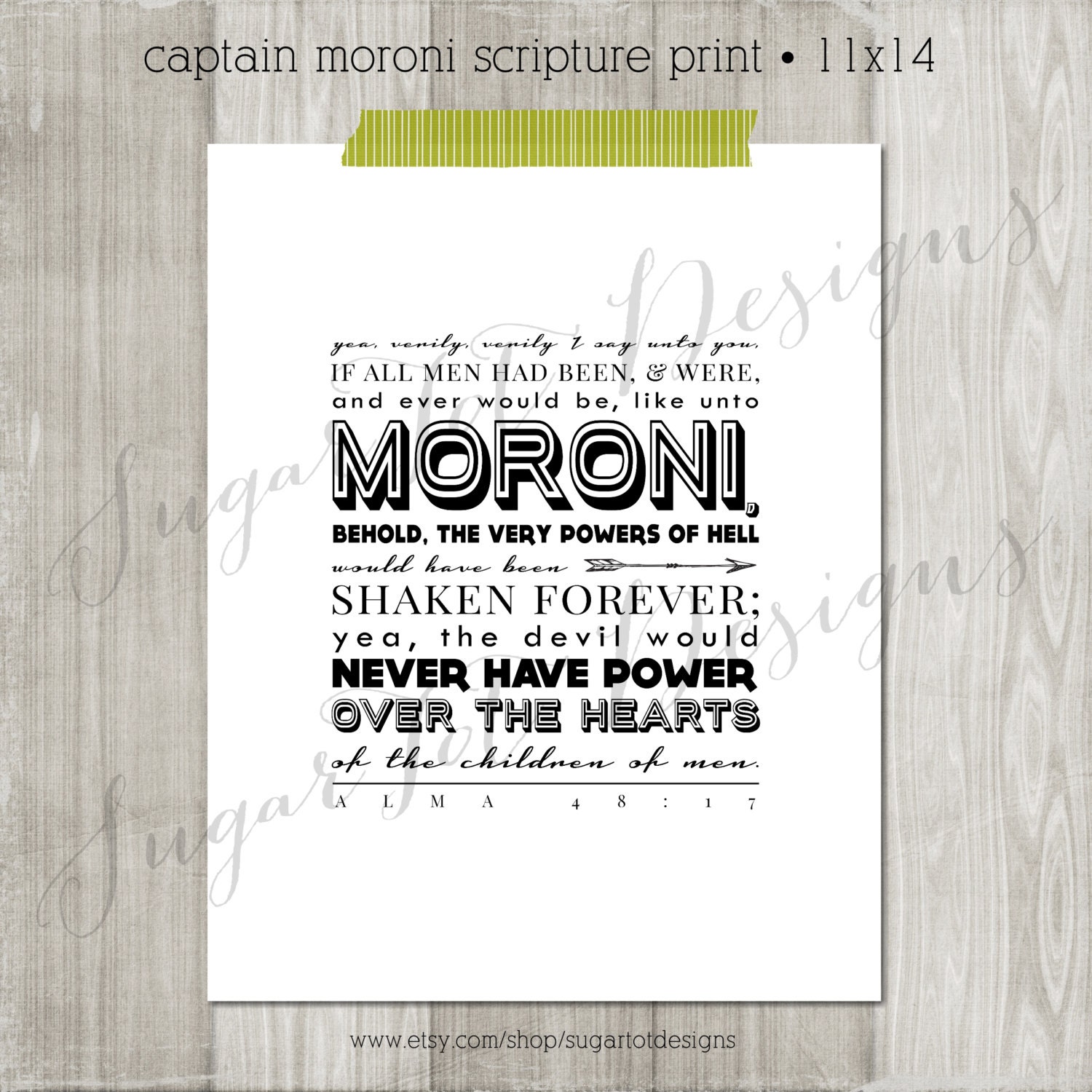 Captain Moroni Scripture Word Art Print Alma 4817 LDS
