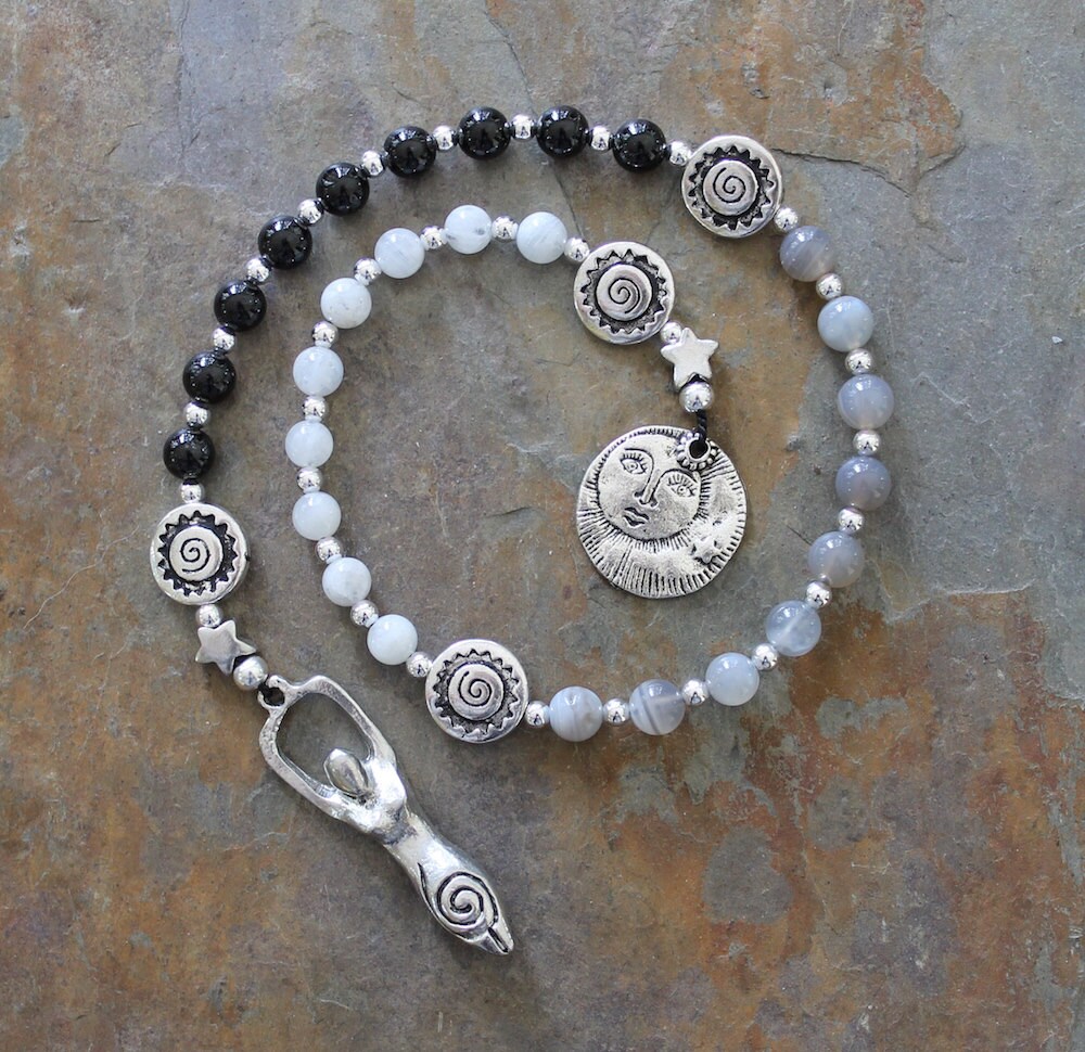 Moon Goddess Pagan Prayer Beads Meditation by IndigoDesertMoon