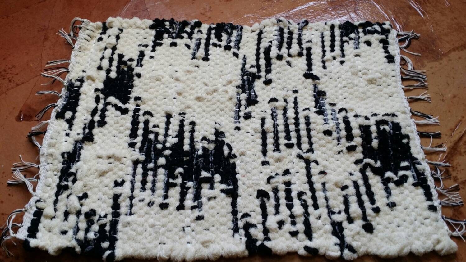 Black and white handwoven Rustic Rug Floor Rug Mat Floor