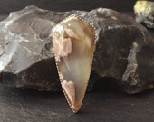 Mexican Agate Shield Ring - Sterling Silver & Brass